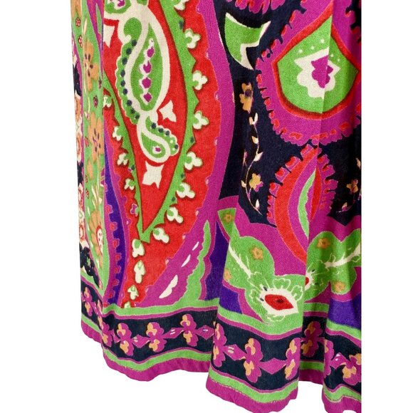 Vintage 90s Angie Multicolored Print Boho Rayon Casual Summer Mini Dress Tunic - Picture 4 of 16